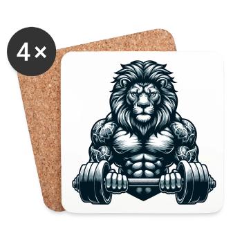 LEO DUMBBELL FITNESS STRENGTH SPORT MUSCLE VEIN - Coasters (set of 4) - white - Front