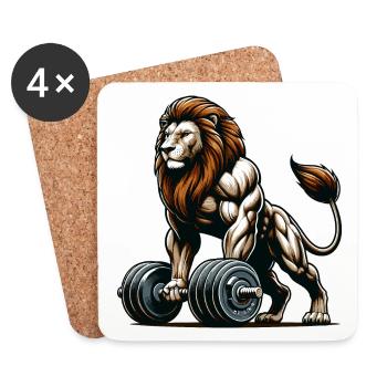 LEO DUMBBELL FITNESS STRENGTH SPORT MUSCLE VEIN - Coasters (set of 4) - white - Front