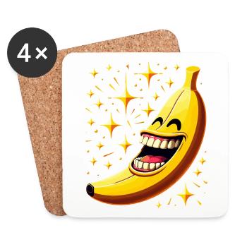 LAUGHING BANANA HAPPY FRUIT HAPPY SMILE JOKE - Coasters (set of 4) - white - Front