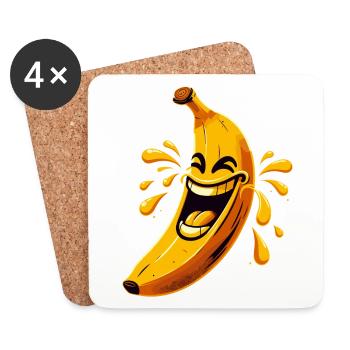 LAUGHING BANANA HAPPY FRUIT HAPPY SMILE JOKE - Coasters (set of 4) - white - Front