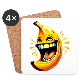 LACHENDE BANANE GLÜCKLICHE FRUCHT HAPPY SMILE WITZ - Untersetzer (4er-Set) - Weiß - Vorne