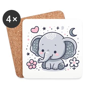 ELEPHANT ANIMAL BABY CUTE TODDLER CHILD GIFT IDEA - Coasters (set of 4) - white - Front
