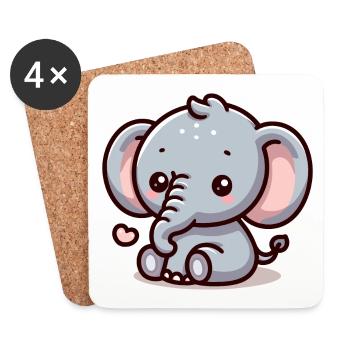 ELEPHANT ANIMAL BABY CUTE TODDLER CHILD GIFT IDEA - Coasters (set of 4) - white - Front