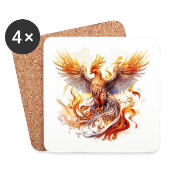 Phénix, Phénix, Feu, Flammes, Oiseau, Mythologie - Dessous de verre (lot de 4) - blanc - Devant