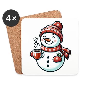 SNOWMAN COLD DRINK HEAT COFFEE TEA WINTER - Coasters (set of 4) - white - Front