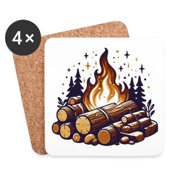 CAMPFIRE FOREST WINTER HEAT CAMP FIRE LOG LOG - Coasters (set of 4) - white - Front