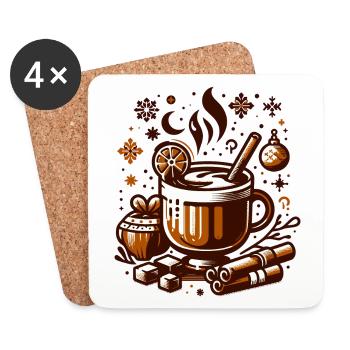WINTER HOT DRINK COFFEE CAFÉ TEA REST TIME - Coasters (set of 4) - white - Front