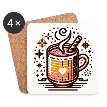 WINTER HOT DRINK COFFEE CAFÉ TEA REST TIME - Coasters (set of 4) - white - Front