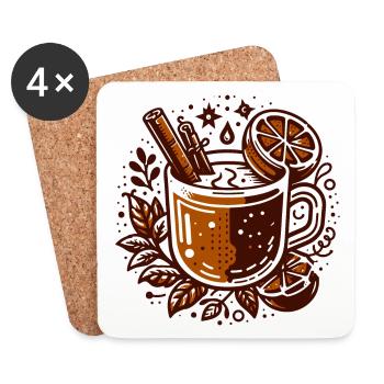 WINTER HOT DRINK COFFEE CAFÉ TEA REST TIME - Coasters (set of 4) - white - Front