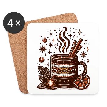 WINTER HOT DRINK COFFEE CAFÉ TEA REST TIME - Coasters (set of 4) - white - Front