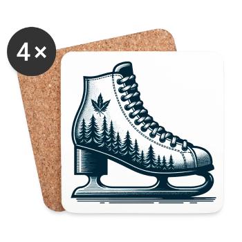 ICE SKATING ICE SKATING WINTER SNOW SHOES SPORTS - Coasters (set of 4) - white - Front