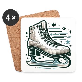 ICE SKATING ICE SKATING WINTER SNOW SHOES SPORTS - Coasters (set of 4) - white - Front