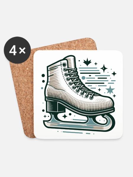 SCHLITTSCHUH EISLAUFEN WINTER SCHNEE SCHUHE SPORT - Untersetzer (4er-Set) - Weiß