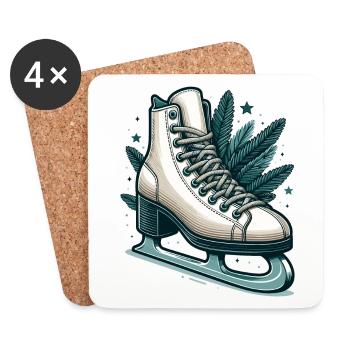 PATINAGE SUR GLACE PATINAGE SUR GLACE HIVER RAQUETTES À NEIGE SPORTS - Dessous de verre (lot de 4) - blanc - Devant