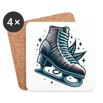 ICE SKATING ICE SKATING WINTER SNOW SHOES SPORTS - Coasters (set of 4) - white - Front