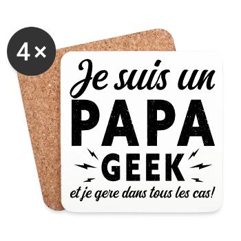 Papa GEEK - Dessous de verre (lot de 4) - blanc - Devant