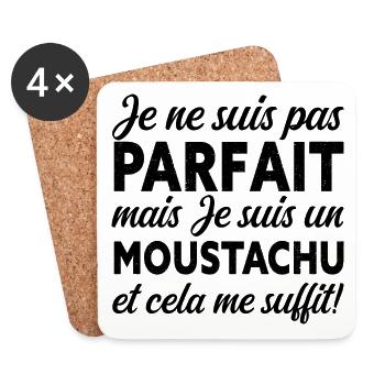 Je Ne Suis Pas Parfait Mais Je Suis Moustachu - Dessous de verre (lot de 4) - blanc - Devant