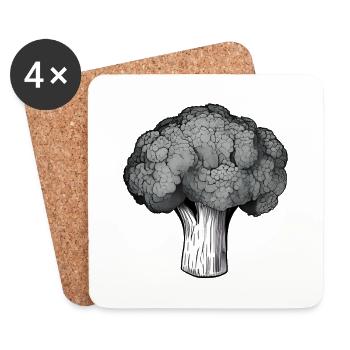 Broccoli Vegetable Plant Vegetarian Vegan Vegan - Coasters (set of 4) - white - Front