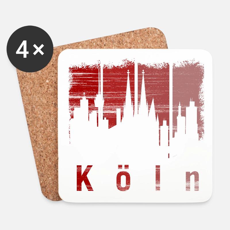 Köln Skyline Schriftzug - Untersetzer (4er-Set) - Weiß