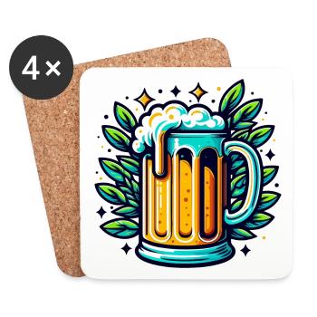 GEZAPFTES BIER TRINKEN GETRÄNK KRUG MALZ HOPFEN - Untersetzer (4er-Set) - Weiß - Vorne