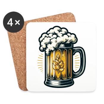 GEZAPFTES BIER TRINKEN GETRÄNK KRUG MALZ HOPFEN - Untersetzer (4er-Set) - Weiß - Vorne