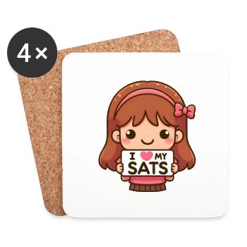 Adorable Girl Loves Her Bitcoin Satoshis - Untersetzer (4er-Set) - Weiß - Vorne