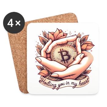 Hodling you in my heart Bitcoin Mom - Untersetzer (4er-Set) - Weiß - Vorne