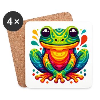 FROSCH KRÖTE UNKE LURCH SUMPF SEE FLUSS FARBENFROH - Untersetzer (4er-Set) - Weiß - Vorne