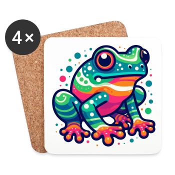 FROSCH KRÖTE UNKE LURCH SUMPF SEE FLUSS FARBENFROH - Untersetzer (4er-Set) - Weiß - Vorne
