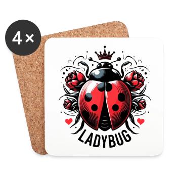 LADYBUG LADYBUG FLYING DOTS INSECT LUCK - Coasters (set of 4) - white - Front