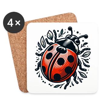 LADYBUG LADYBUG FLYING DOTS INSECT LUCK - Coasters (set of 4) - white - Front