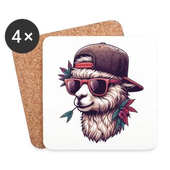 ALPAKA CAP BRILLE COOL SKATER SPORT FELL TIERE - Untersetzer (4er-Set) - Weiß - Vorne