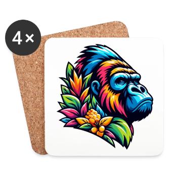 GUARDING GORILLA JUNGLE PLANT AFRICA FRUITS - Coasters (set of 4) - white - Front