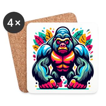 GORILLA AFFE TIER BUNT HERBST BLÄTTER ERNST WÜTEND - Untersetzer (4er-Set) - Weiß - Vorne