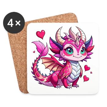 Farbenfroher Drache - Untersetzer (4er-Set) - Weiß - Vorne