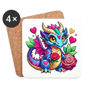 Farbenfroher Drache - Untersetzer (4er-Set) - Weiß - Vorne