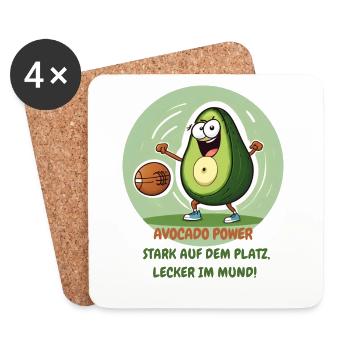 Avocado Power witziger Spruch - Untersetzer (4er-Set) - Weiß - Vorne