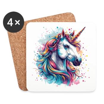 Unicorn colorful horse - Coasters (set of 4) - white - Front