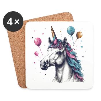 Party unicorn with balloons - Coasters (set of 4) - white - Front