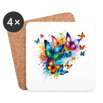Papillons Coloré Coloré Belle Art Nature - Dessous de verre (lot de 4) - blanc - Devant