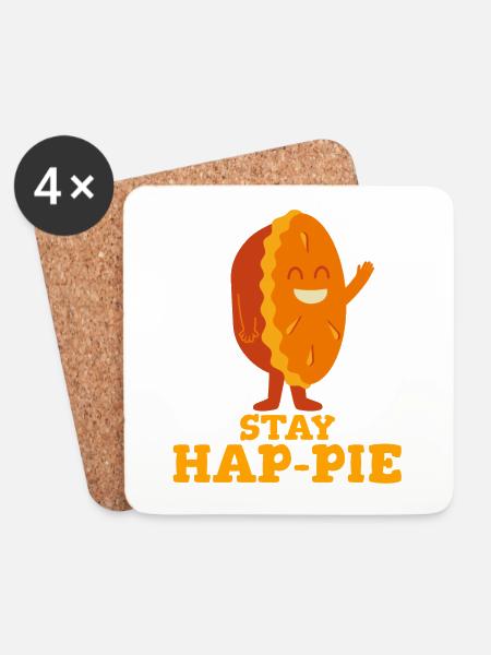 Stay Hap-Pie: Ein Stück Freude - Untersetzer (4er-Set) - Weiß