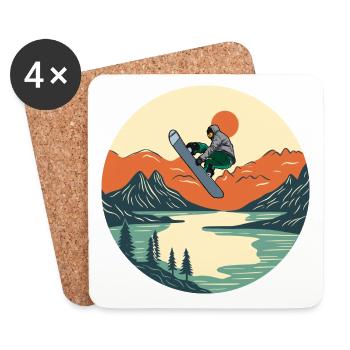 Snowboarden - Untersetzer (4er-Set) - Weiß - Vorne