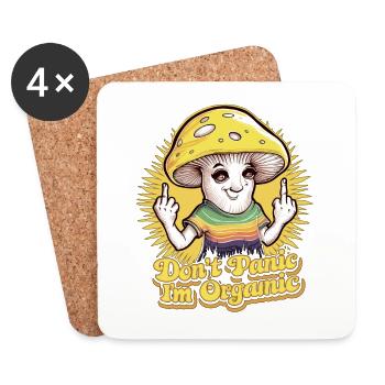 Vegan Vegetarian Mushroom - Coasters (set of 4) - white - Front