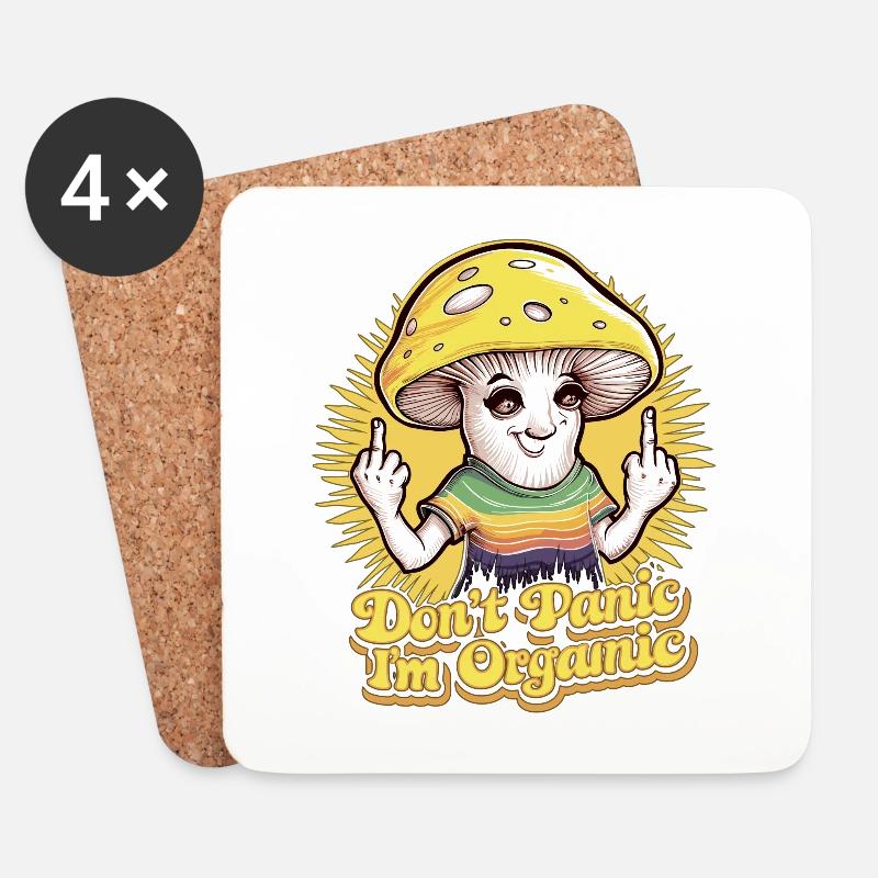 Vegan Vegetarisch Pilz - Untersetzer (4er-Set) - Weiß