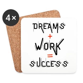 Rêves + Travail = Succès - Dessous de verre (lot de 4) - blanc - Devant