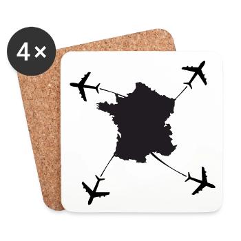 Avions partant de la France - Dessous de verre (lot de 4) - blanc - Devant