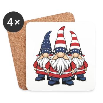 Patriotische amerikanische Gnome mit USA Flagge - Untersetzer (4er-Set) - Weiß - Vorne