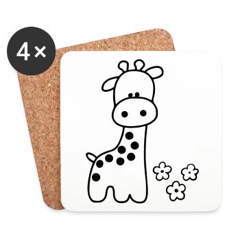 GIRAFFE ANIMAL LONG NECK AFRICA SAVANNAH SAFARI ZOO - Coasters (set of 4) - white - Front
