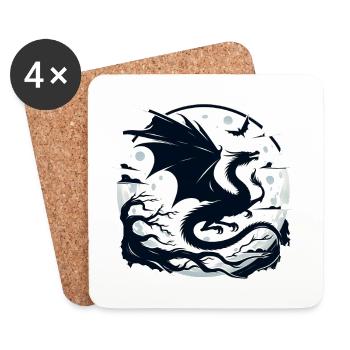 Mystischer Drache Mondlicht - Untersetzer (4er-Set) - Weiß - Vorne