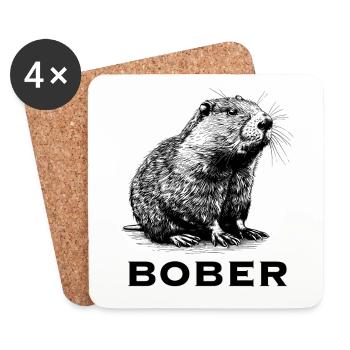 Bober Beaver Rodent Trend Hit Cool Polish Poland - Coasters (set of 4) - white - Front